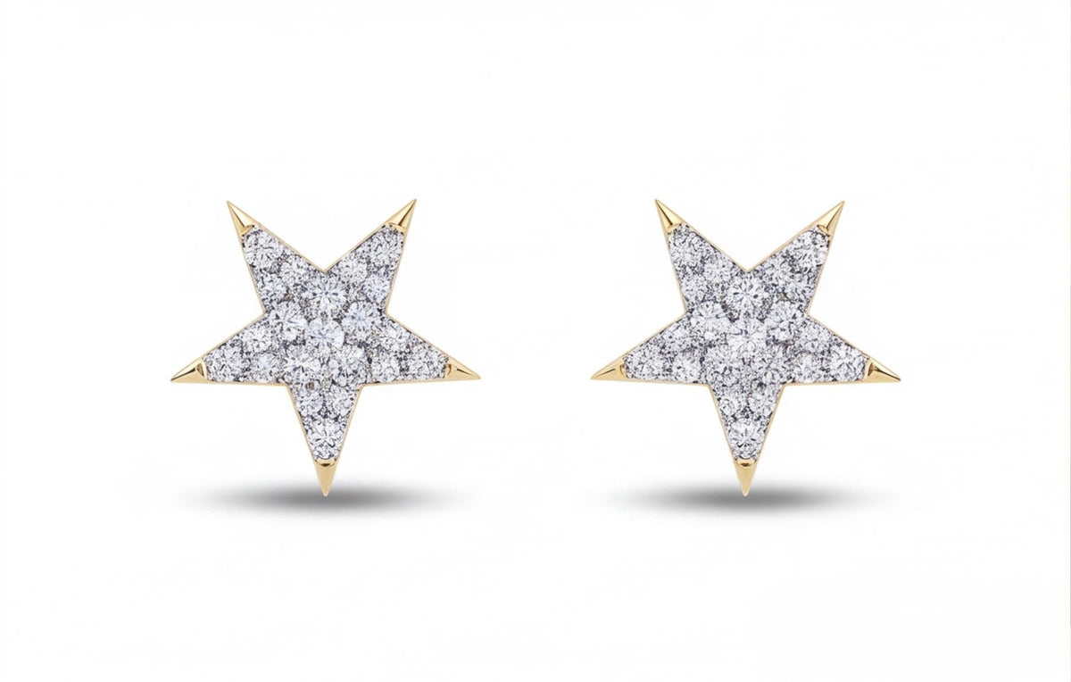 10kt Yellow Gold Natural Diamond Star Stud Earrings 0.15ct — styling look 1