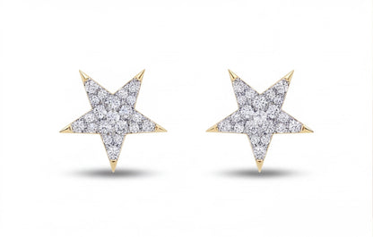 10kt Yellow Gold Natural Diamond Star Stud Earrings 0.15ct — styling look 1