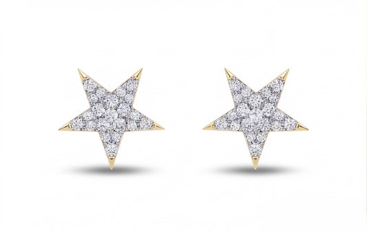 10kt Yellow Gold Natural Diamond Star Stud Earrings 0.15ct — styling look 1