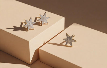 10kt Yellow Gold Natural Diamond Star Stud Earrings 0.15ct — styling look 2