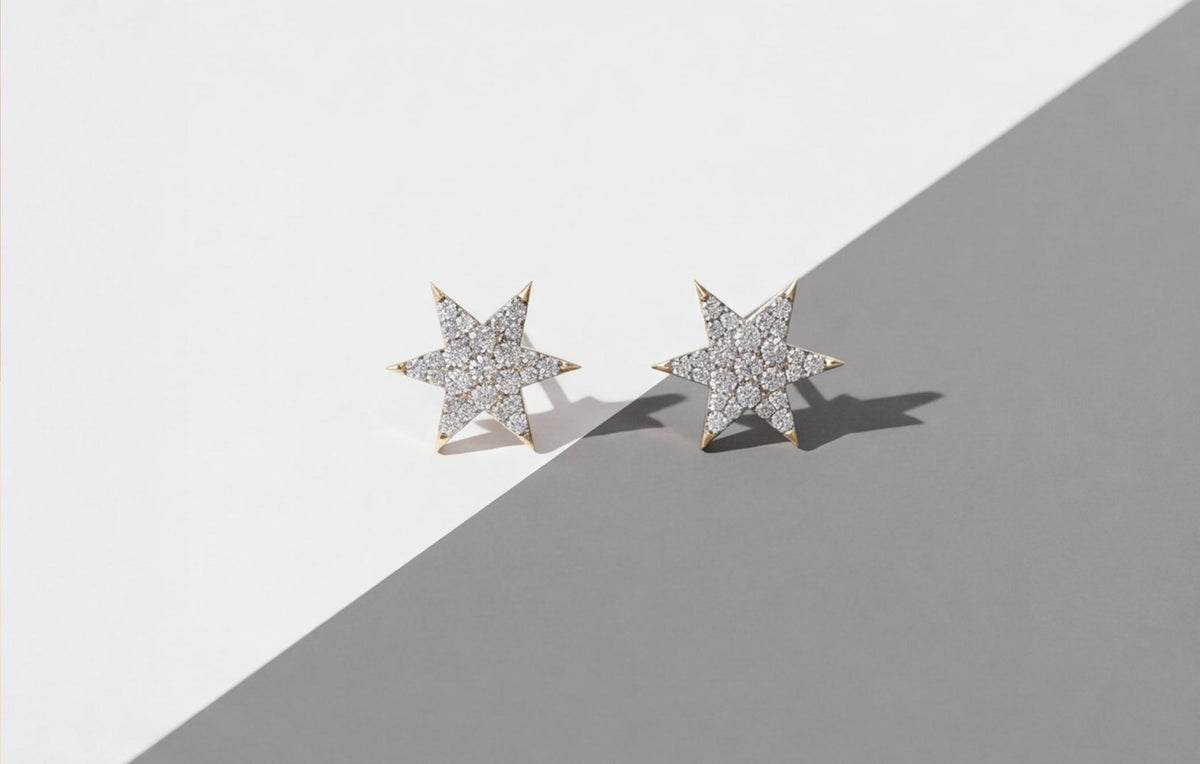 10kt Yellow Gold Natural Diamond Star Stud Earrings 0.15ct — styling look 3