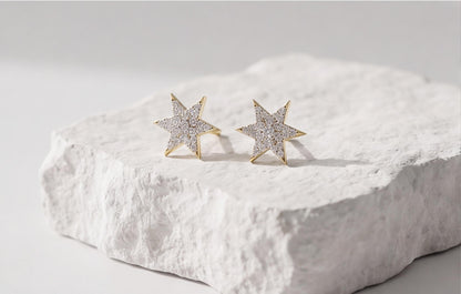 10kt Yellow Gold Natural Diamond Star Stud Earrings 0.15ct — styling look 4