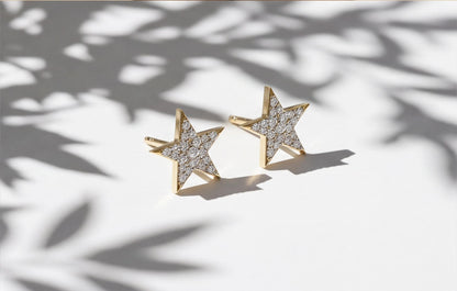 10kt Yellow Gold Natural Diamond Star Stud Earrings 0.15ct — styling look 5