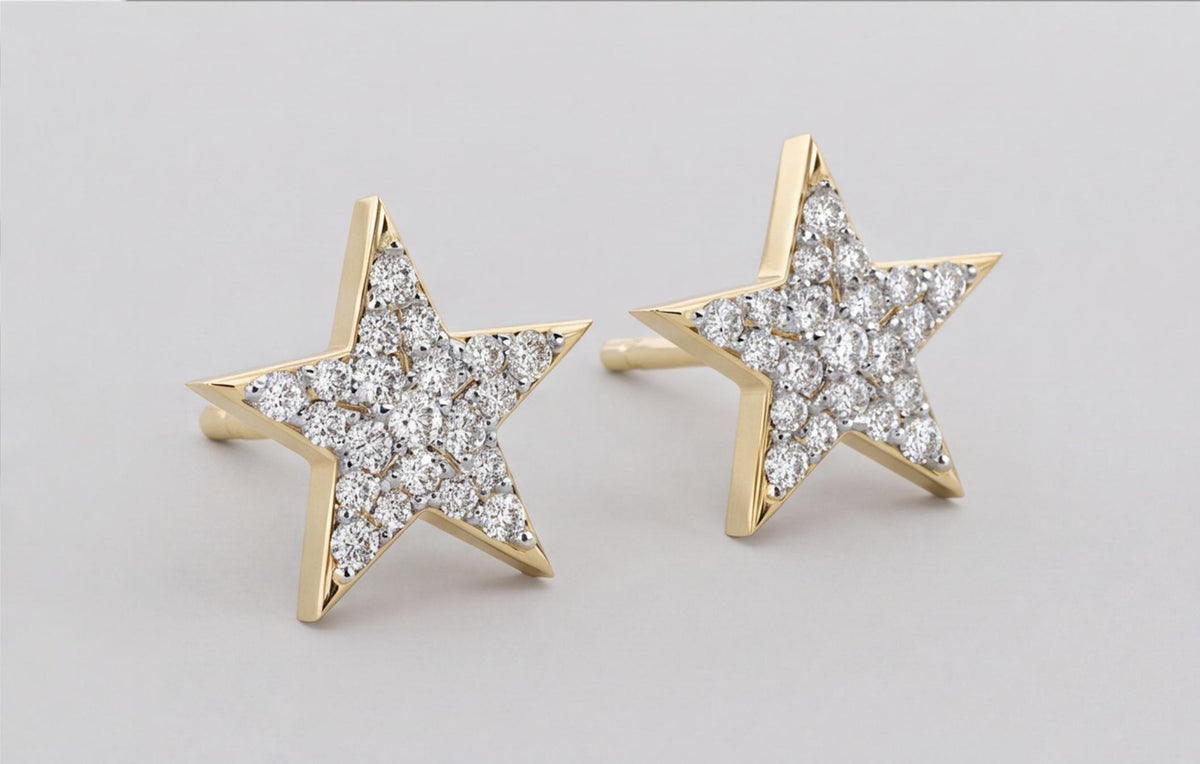 10kt Yellow Gold Natural Diamond Star Stud Earrings 0.15ct — styling look 6