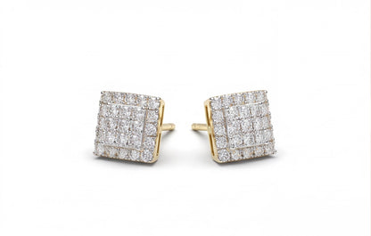 10kt Yellow Gold Natural Diamond Square Pavé Stud Earrings — styling look 1