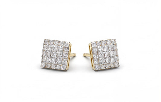 10kt Yellow Gold Natural Diamond Square Pavé Stud Earrings — styling look 1