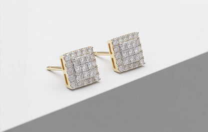 10kt Yellow Gold Natural Diamond Square Pavé Stud Earrings — styling look 3