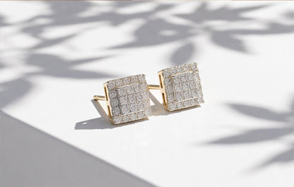 10kt Yellow Gold Natural Diamond Square Pavé Stud Earrings — styling look 5