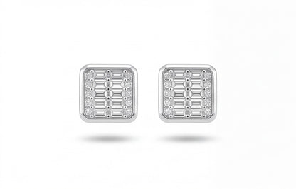 VVS Moissanite Square Baguette Stud Earrings in 925 Sterling Silver — styling look 1