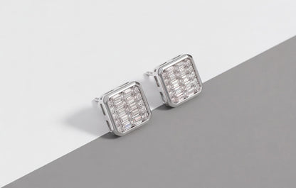 VVS Moissanite Square Baguette Stud Earrings in 925 Sterling Silver — styling look 3