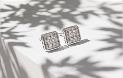 VVS Moissanite Square Baguette Stud Earrings in 925 Sterling Silver — styling look 5