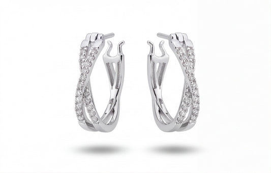 10kt White Gold Natural Diamond Chevron Pavé Earrings — styling look 1
