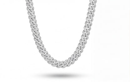 Sterling Silver VVS Moissanite Pavé Cuban Link Chain Necklace — styling look 1