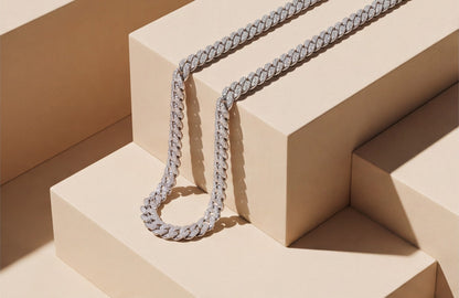 Sterling Silver VVS Moissanite Pavé Cuban Link Chain Necklace — styling look 2