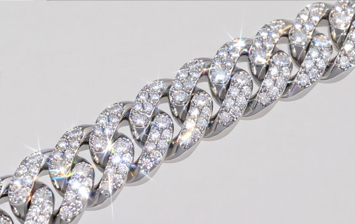 Sterling Silver VVS Moissanite Pavé Cuban Link Chain Necklace — styling look 6