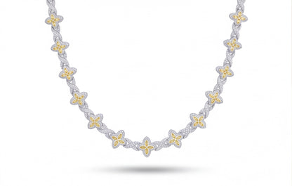 Sterling Silver VVS Moissanite Floral Pavé Link Bracelet — styling look 1