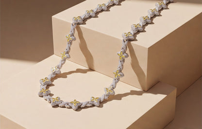 Sterling Silver VVS Moissanite Floral Pavé Link Bracelet — styling look 2