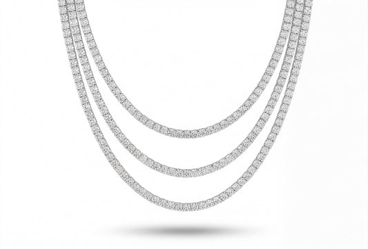 Sterling Silver VVS Moissanite Graduated Tennis Necklace — styling look 1