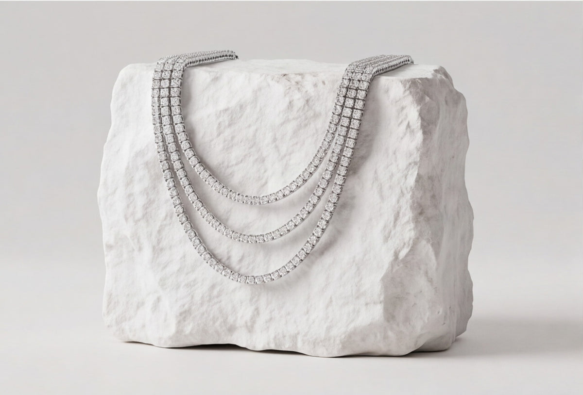 Sterling Silver VVS Moissanite Graduated Tennis Necklace — styling look 4