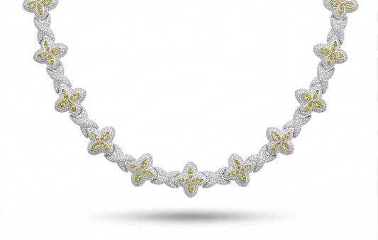 Sterling Silver VVS Moissanite Floral Pavé Link Bracelet — styling look 1