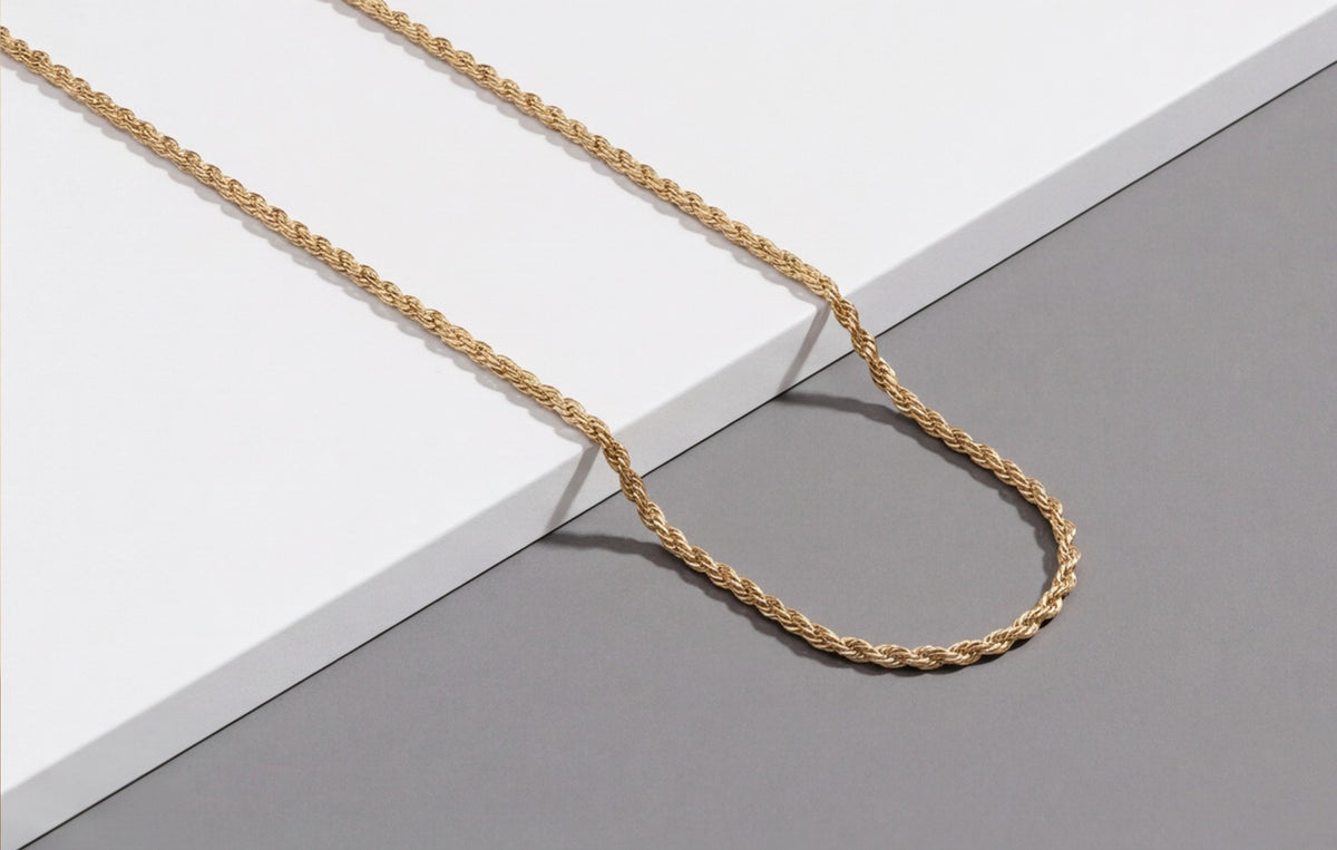 10kt Yellow Gold Italian Rope Chain Necklace for Women — styling look 3