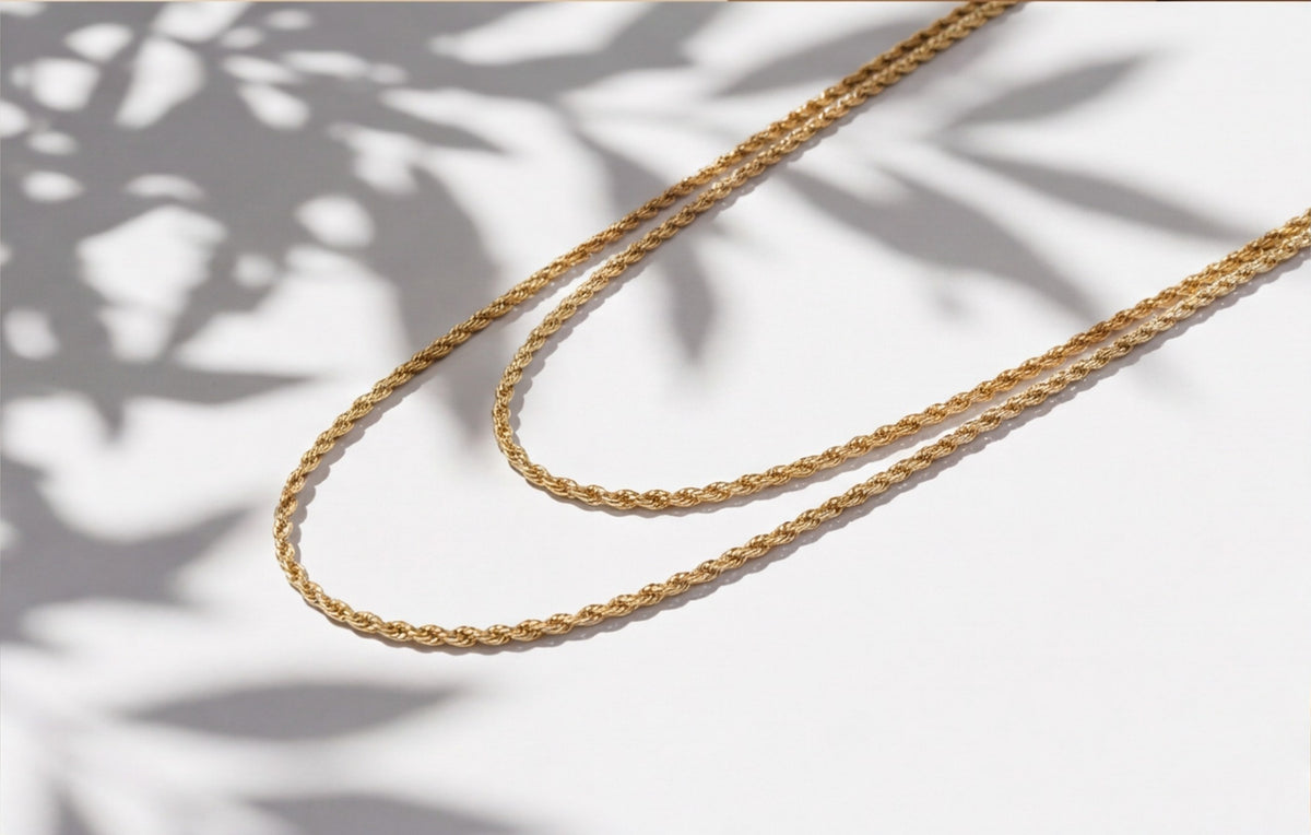 10kt Yellow Gold Italian Rope Chain Necklace for Women — styling look 5