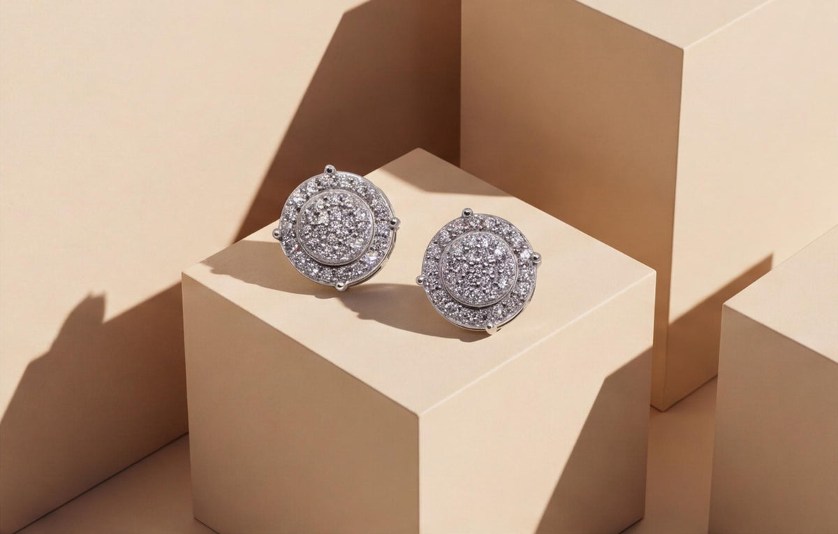 10kt White Gold Natural Diamond Pavé Disc Stud Earrings — styling look 2
