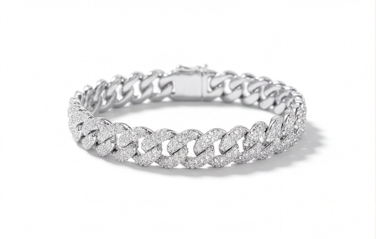Sterling Silver VVS Moissanite Pavé Cuban Link Bracelet — styling look 1