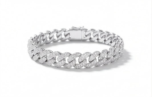 Sterling Silver VVS Moissanite Pavé Cuban Link Bracelet — styling look 1