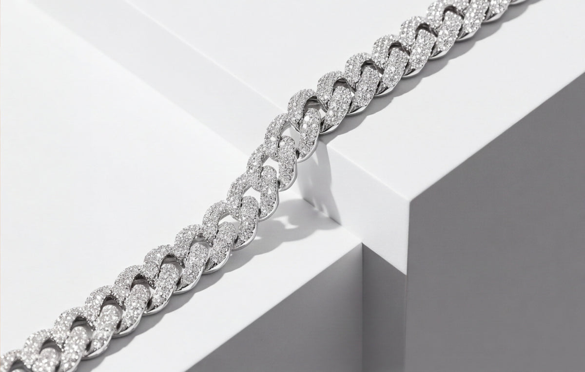 Sterling Silver VVS Moissanite Pavé Cuban Link Bracelet — styling look 3