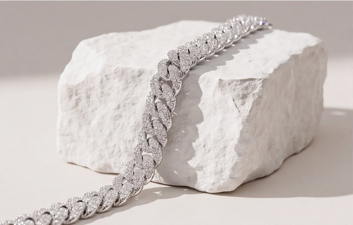Sterling Silver VVS Moissanite Pavé Cuban Link Bracelet — styling look 4