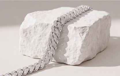 Sterling Silver VVS Moissanite Pavé Cuban Link Bracelet — styling look 4