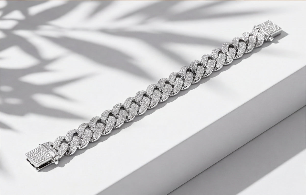 Sterling Silver VVS Moissanite Pavé Cuban Link Bracelet — styling look 5