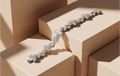Sterling Silver VVS Moissanite Pavé Bubble Link Bracelet — styling look 2