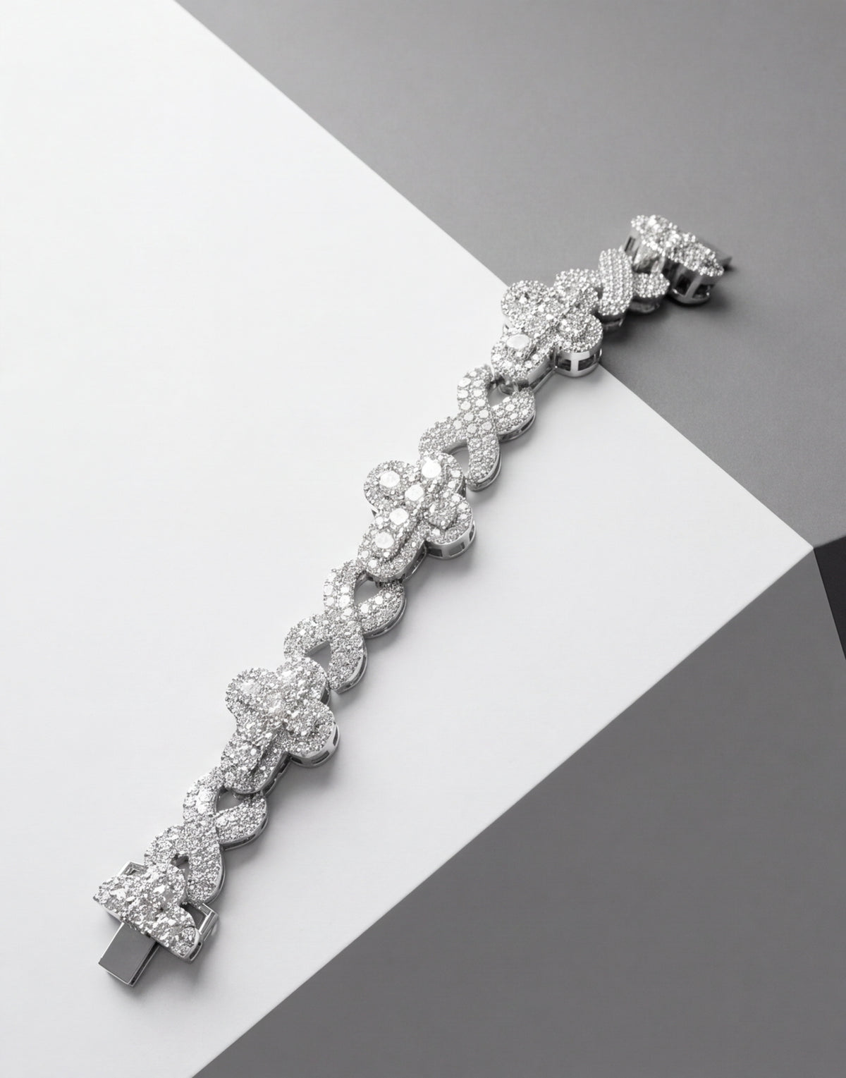 Sterling Silver VVS Moissanite Pavé Bubble Link Bracelet — styling look 3