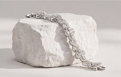 Sterling Silver VVS Moissanite Pavé Bubble Link Bracelet — styling look 4