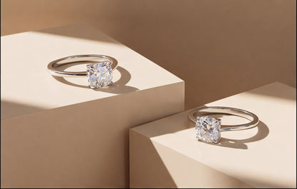 Sterling Silver VVS Moissanite Bypass Ring – Double Band — styling look 2