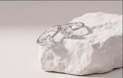 Sterling Silver VVS Moissanite Bypass Ring – Double Band — styling look 4