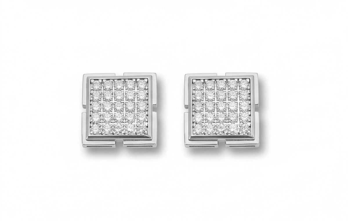 Large VVS Moissanite Square Stud Earrings in 925 Sterling Silver — styling look 1