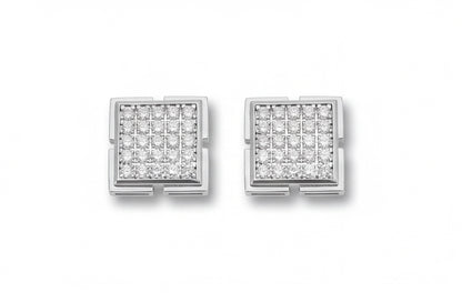 Large VVS Moissanite Square Stud Earrings in 925 Sterling Silver — styling look 1
