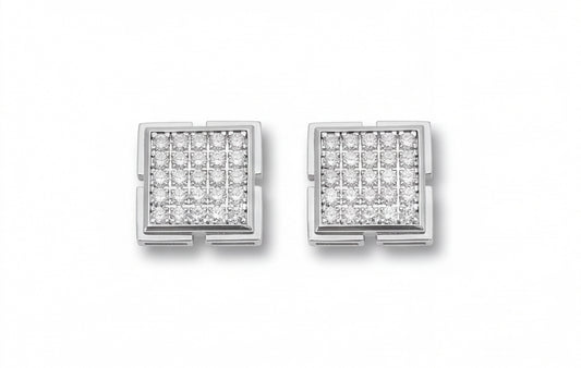 Large VVS Moissanite Square Stud Earrings in 925 Sterling Silver — styling look 1