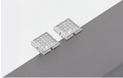 Large VVS Moissanite Square Stud Earrings in 925 Sterling Silver — styling look 3