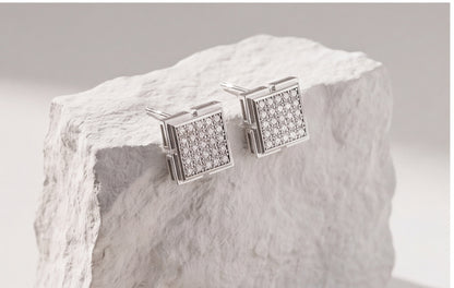Large VVS Moissanite Square Stud Earrings in 925 Sterling Silver — styling look 4