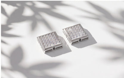 Large VVS Moissanite Square Stud Earrings in 925 Sterling Silver — styling look 5